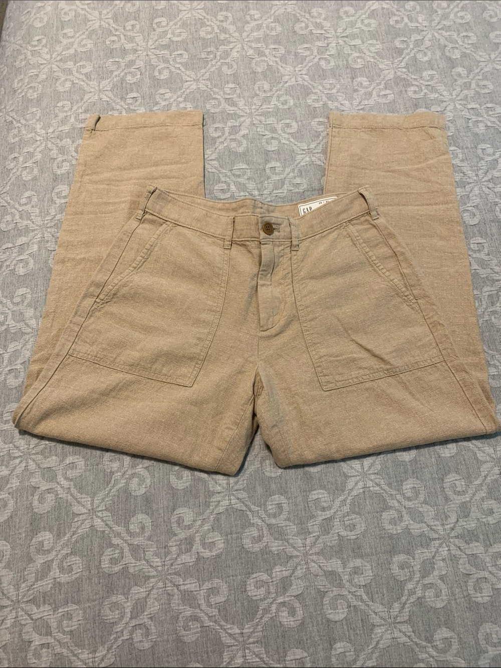 GAP Tan Straight-Leg Utility Pants (Size 28)